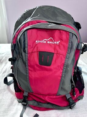 Vintage Rare Eddie Bauer Versatrex Backpack Red & Gray Hiking Ripstop Outdoors